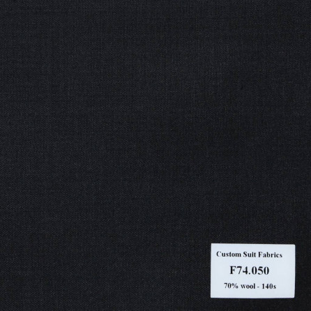 F74.050 Kevinlli V6 - Vải Suit 70% Wool - Đen Trơn